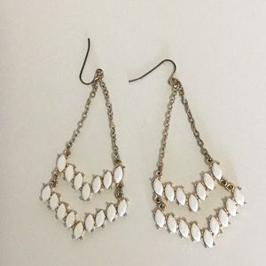 Gold and white chandelier earrings